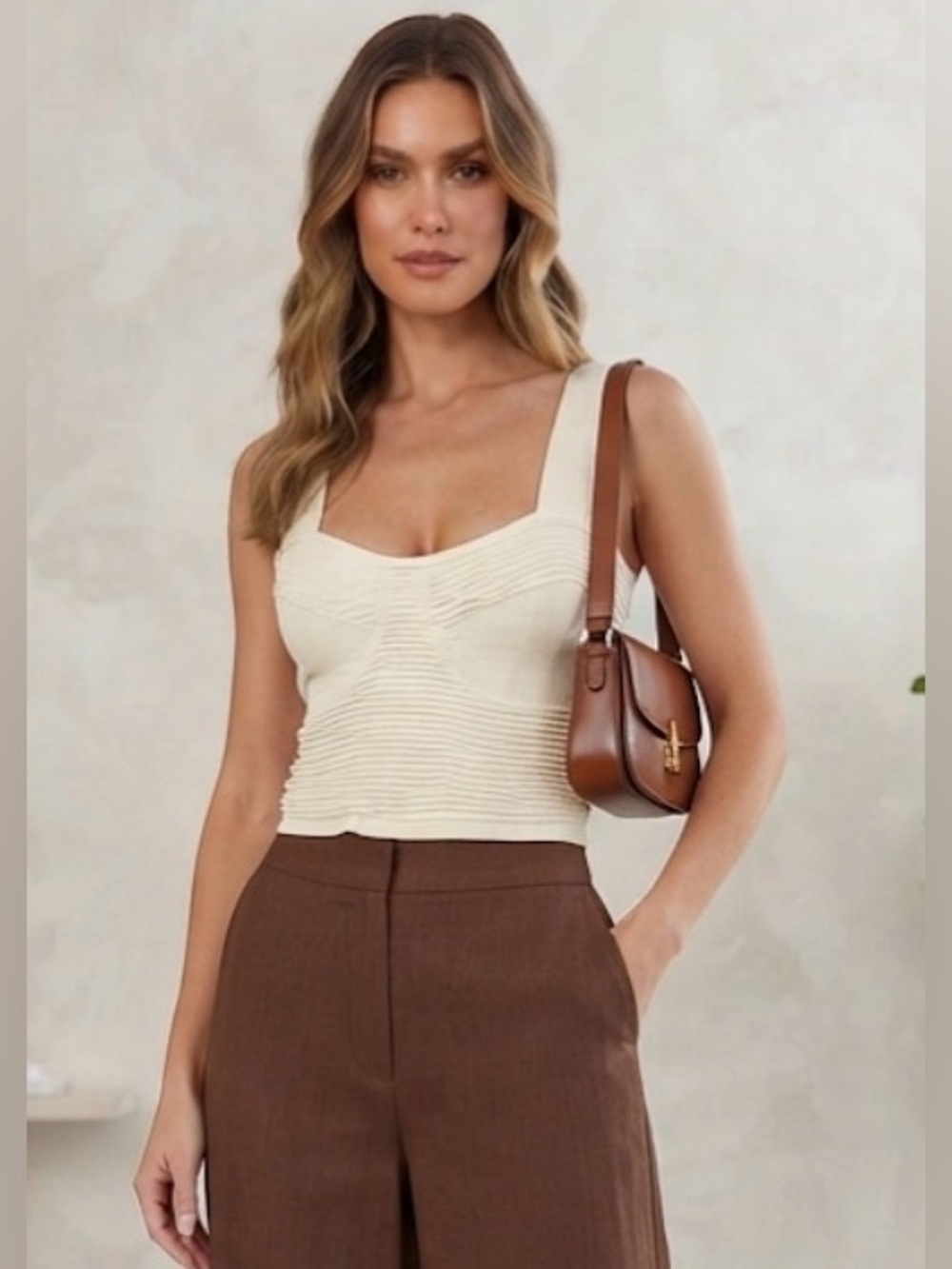 Sincerely Jules Cream Ribbed Crop Top
